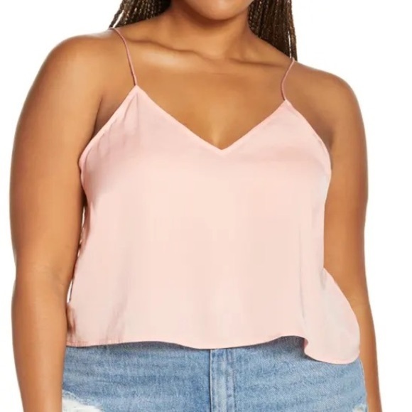 BP. Women’s Crop Satin Camisole in Pink Pudding - Sz 3X - Picture 1 of 9